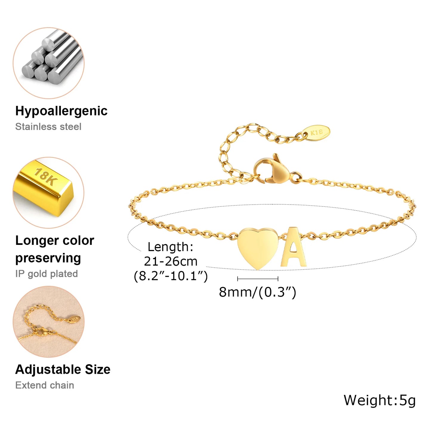 Personalized Heart Initial Anklet™